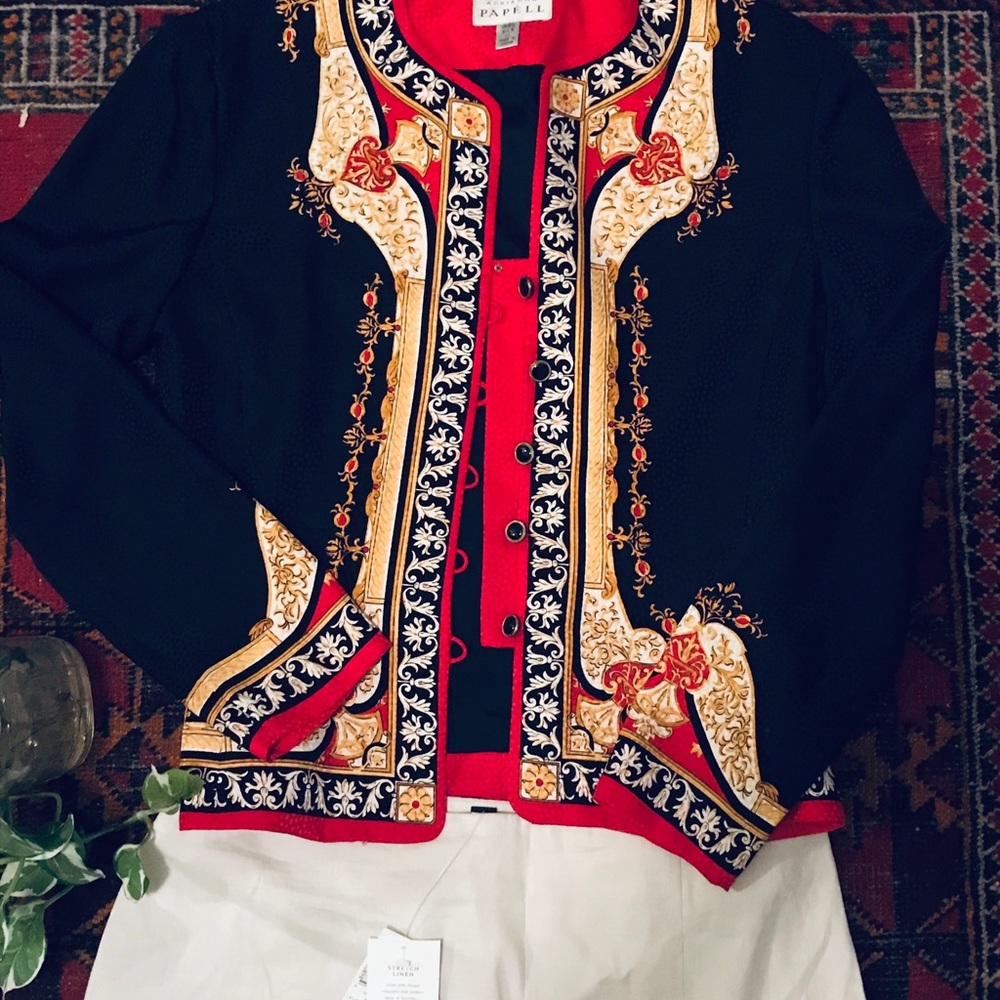 VTG Adrianna Papell Silk 🐚 Jacket 🍒